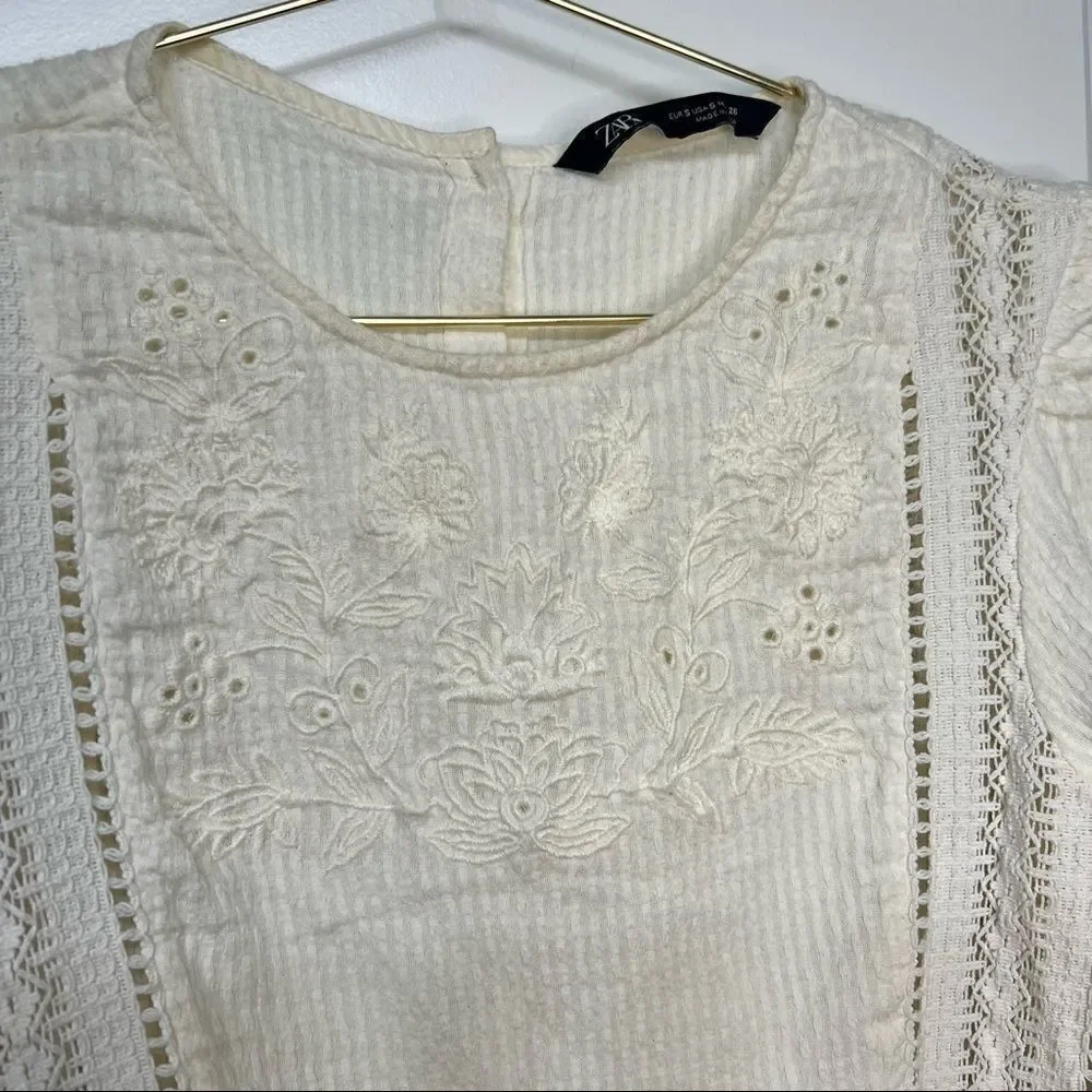 Zara Crotchet Lace Crop Blouse